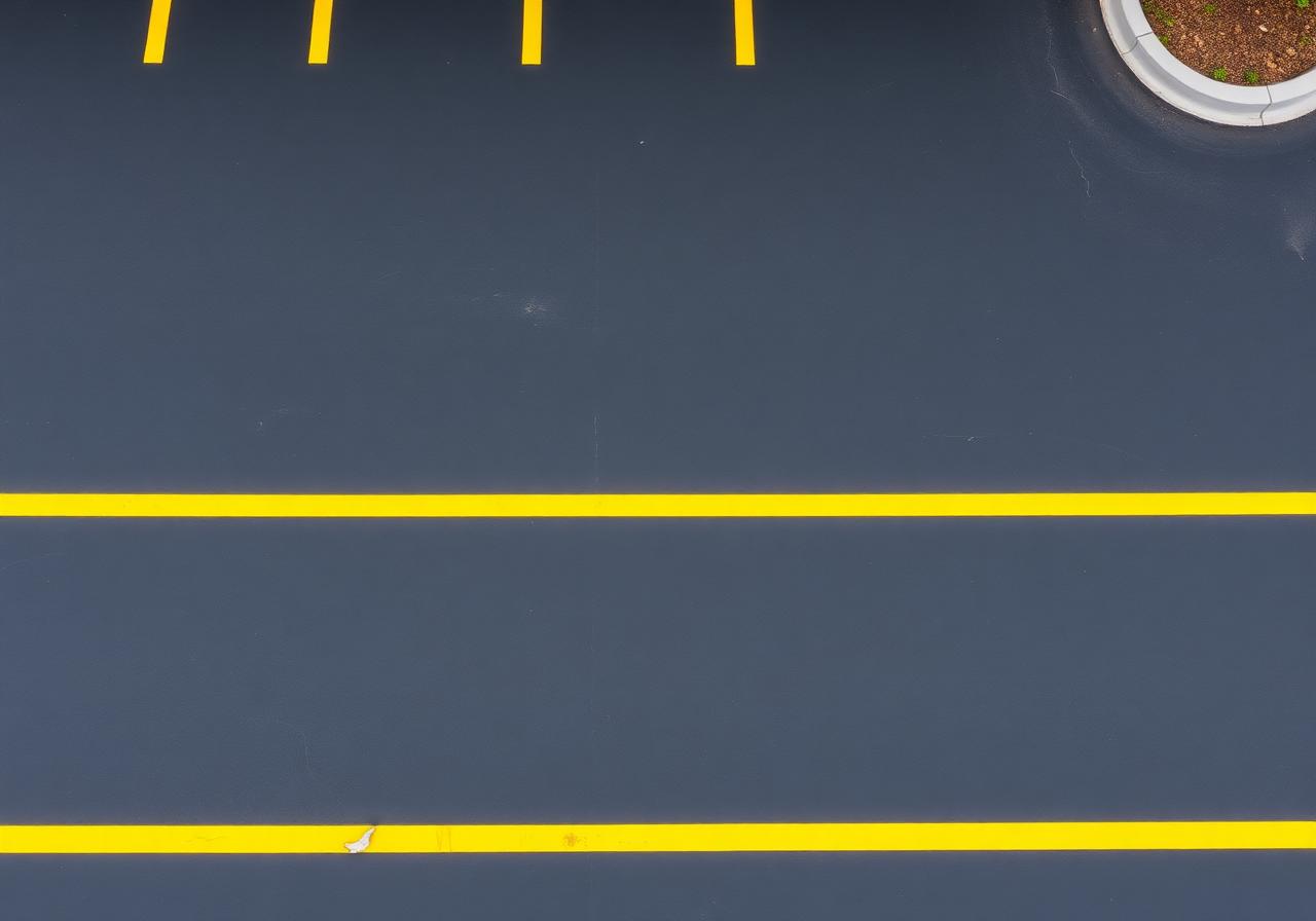 Freshly striped commercial parking lot